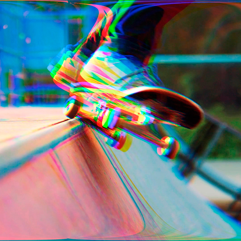 Imagen con ruido de unos pies en un monopatín